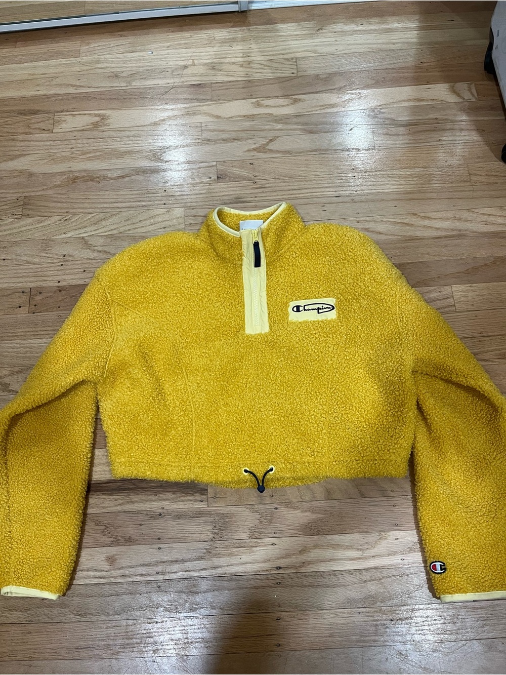 Champion Yellow Sherpa Cropped Half-Zip Pullover